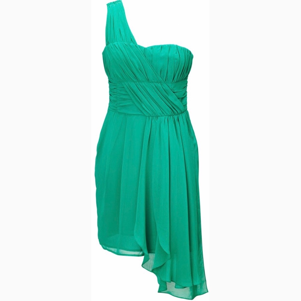 H&M Jade emerald green one shoulder dress